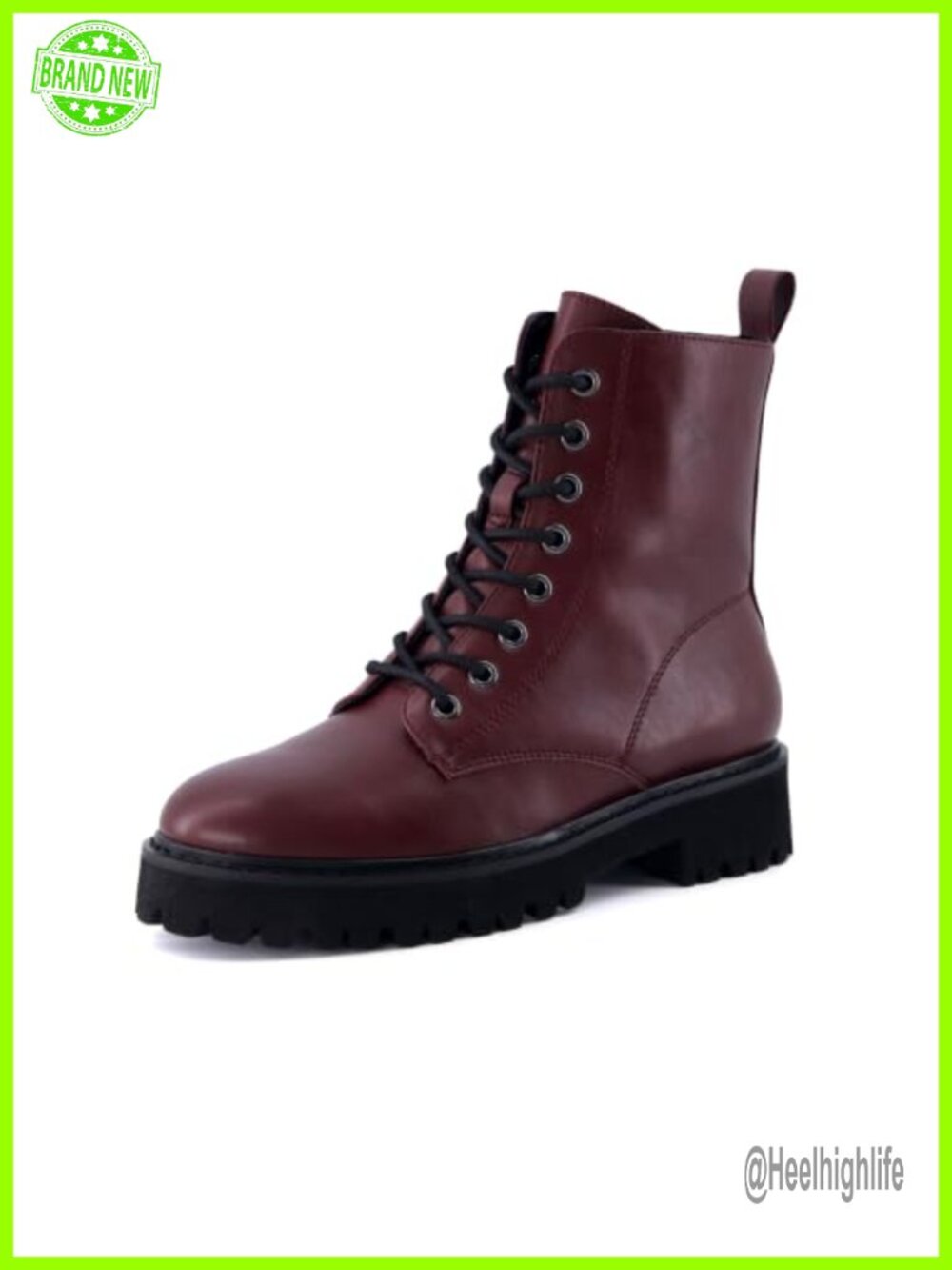 Vegan Leather Combat Boots Ankle Side Zipper Lug Sole Round Toe Block Heel